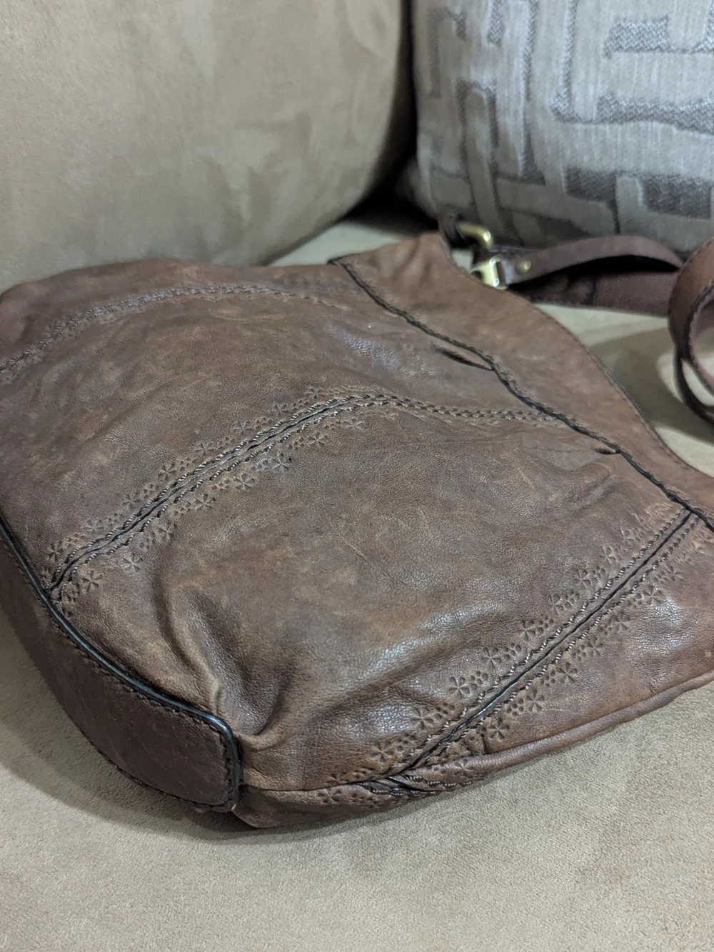 Fossil Talita Hobo Brown Leather Crossbody Bag